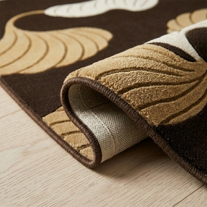 Tapis rectangulaire moderne à motif abstrait de feuilles, tissé à poils coupés et tuftés, avec envers antidérapant en latex, pour salon - Product Image 3