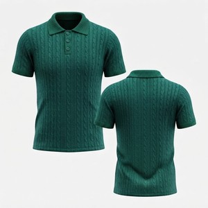 Pull en maille géométrique pour femme, col rabattu, manches courtes, décontracté, en acrylique, à bouton unique, toutes saisons - Product Image 2