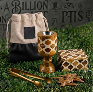 Ensemble brûleur d'encens en bois d'acacia de qualité supérieure avec boîte de rangement décorative pour Oud, pinces métalliques, Bakhoor arabe, parfum d'ambiance pour la maison - Product Image 3