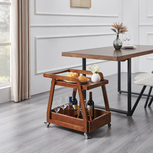 SINTERIOR Solid Wood Kitchen Storage <b>Cart</b> Double Tier <b>Rolling</b> Organizer Water Resistant for Neatening Space Saving Modern Homes - Product Image 5