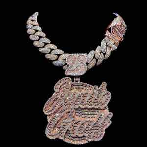 Pendentif personnalisé en moissanite glacée, charme en argent 925 plaqué rhodium, rond brillant, bijoux hip-hop unisexe - Product Image 1
