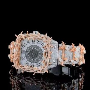 Splendid Men's Luxury Square <b>Case</b> Analog Quartz <b>Watch</b> Moissanite Silver Roman Numerals Hidden Clasp 28mm Sapphire Crystal ETA - Product Image 2