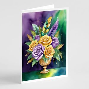 Lunatique Mardi Gras Fleurs Cartes De Voeux Pack de 8 A7 Taille 5x7 Cartes De Note Vierges avec Enveloppes - Product Image 1
