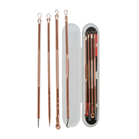 Kit d'extraction des points noirs en acier inoxydable, outils d'extraction de l'acné, outils de nettoyage des pores du visage, ensemble d'extracteurs de points noirs