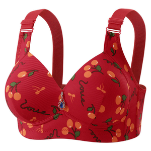 Sujetador de mujer para uso diario, de punto liso, con pedrería, sin aros, copa completa, push-up, con tirantes ajustables y cierre de tres corchetes en U en la espalda - Product Image 4