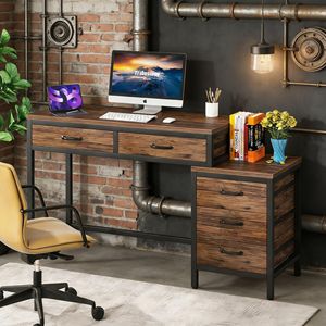 โต๊ะคอมพิวเตอร์แบบมีลิ้นชักแบบพลิกกลับได้พร้อมโต๊ะเขียนหนังสือ ทนทานและใช้งานได้จริง - Product Image 1