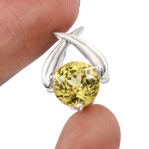 Pendentif saphir jaune en argent sterling 925, breloque ronde, pendentif de fiançailles, cadeau de demande en mariage, bijoux pour femmes - Product Image 2