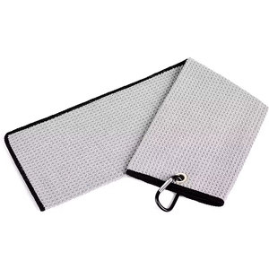 Serviette de golf fonctionnelle et sportive avec boucle de suspension intégrée pour fixation sur sac de caddie - Product Image 1