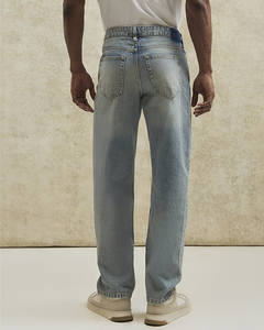 Jeans vintage en coton délavé à l'acide pour hommes, coupe large, style mode, avec effet usé, coupe droite, style charpentier, baggy, motif animalier, pour fabricants sur mesure - Product Image 6