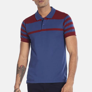 Polo a Rayas Azul y Rojo para Hombre, Transpirable, Mezcla de Algodón, Casual, para Golf, con Logotipo Personalizado, OEM, ODM, Venta al Por Mayor - Product Image 4