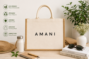 กระเป๋าช้อปปิ้งผ้าแคนวาสลายคาลิโก่รักษ์โลก AMANI ขนาดใหญ่ หูหิ้วแบบตัวอักษร ใช้ได้ทุกวัน สำหรับซุปเปอร์มาร์เก็ต - Product Image 6