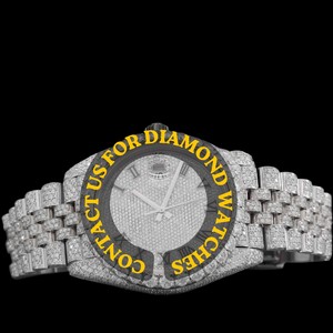 Reloj de Diseño Único con Esfera de Cristal, Dos Tonos, Completamente Decorado, Estilo Hip Hop, Movimiento de Cuarzo ETA, Características Clásicas, Moda, Negocios, Brillante, Personalizado - Product Image 3