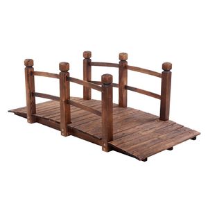 Piccolo Ponte ad Arco in Legno per Cortile, Ornamento da Giardino Anticorrosione con Finitura Carbonizzata, Ponte Paesaggistico - Product Image 6