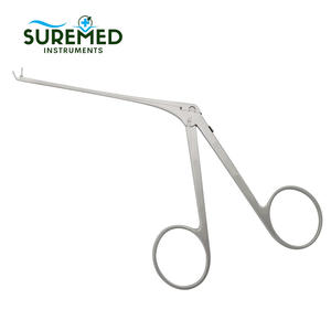 Micro-pince ORL en acier inoxydable, à embout en coupelle, courbée vers le haut, pour chirurgie auriculaire - Product Image 1