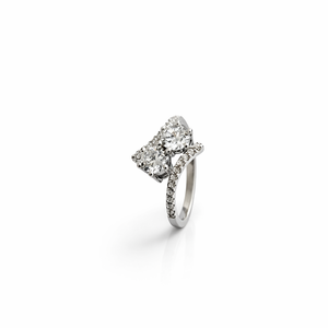 Bague de fiançailles en argent sterling 925 avec trois pierres en zircone cubique pour femme, coupe ronde et princesse, bande pavée, cadeau pour mariage ou fête - Product Image 2