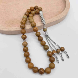 Rosario Musulmán, Cuentas de Oración Islámicas de 8/10 mm, Cuentas de Piedra con Diseño de Madera Árabe, Joyería Turca, Tasbeeh, Misbaha, Sibha, Tasbih, Tesbih - Product Image 2