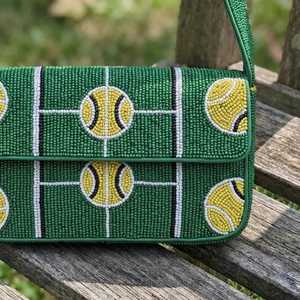 Handmade Black Polyester Textile Strap Green Circular <b>Red</b> Center Detail Rectangular Shape Glass Beads Washable <b>Handbag</b> Craft - Product Image 2