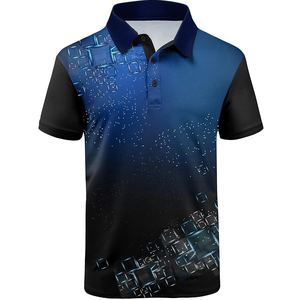 Men Sublimation Two Button <b>Polo</b> Shirt <b>Black</b> Regular Fit Short Sleeve Collar <b>Neck</b> Streetwear Basic <b>Top</b> OEM Wholesale - Product Image 1