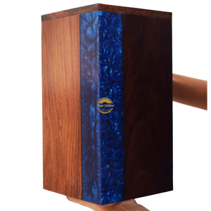 Ocean Inspired Resin & Natural Wood Cremation Urn Handmade Blue Wave Funeral Ashes <b>Box</b> by AYAANS - Product Image 5