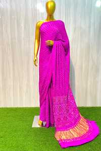 Nuevo lanzamiento: Saree AISHA BANDHEJ de seda pura para mujer, diseño Bandhani pintado a mano, listo para fiestas y bodas, secado rápido, muestra en 7 días. - Product Image 6