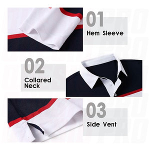 Chemise polo à manches longues en jersey rayé à blocs de couleur en coton de haute qualité avec logo brodé personnalisé, chemise de rugby tricotée pour hommes, vêtements de sport - Product Image 3