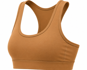 เสื้อชั้นในกีฬาสำหรับผู้หญิง ทรง Racerback สี Camel คอกลม ไร้ตะเข็บ ซัพพอร์ตสูง แห้งเร็ว มีโลโก้ด้านหน้า เหมาะสำหรับโยคะและออกกำลังกาย - Product Image 3