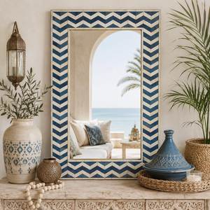 Marco de Espejo Decorativo Premium con Incrustaciones de Hueso, Superficie de Mosaico Hecha a Mano y Estilo Sofisticado para el Hogar - Product Image 1