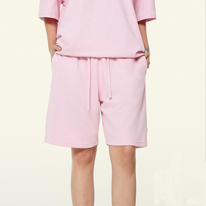 Nouveau Short Bermuda Décontracté Rose Uni 2026 avec Cordon de Serrage à la Taille en Coton Tricoté Respirant Taille Mi-Haute pour Femme Style Urbain - Product Image 1