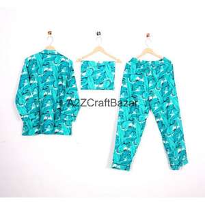 Ensemble de pyjama bohème à imprimé floral 100% coton respirant, doux et romantique pour femmes, taille élastique, haut et bas à manches longues - Product Image 4