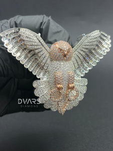 Pendentif Hip Hop inspiré des animaux et des oiseaux, orné de diamants Moissanite, pendentif hibou plaqué or 18 carats, breloque hibou pour homme - Vente Flash - Product Image 1