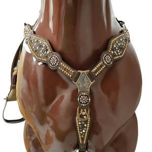 Ensemble d'équipement équestre classique en cuir Hermann Oaks Western Sier pour l'équitation, comprenant une bride de cowboy, une têtière et un harnais de poitrine - Product Image 3