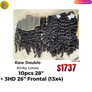 VuyHair – Extensions de cheveux humains vierges vietnamiens doublement étirés, qualité supérieure, texture crépue lâche, 95-100g, trame double cousue à la machine - Product Image 2