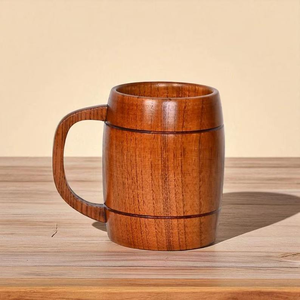 Taza de madera ecológica hecha a mano de fabricación india, taza para beber de madera natural para el hogar, disponible por Crescent Crafts. - Product Image 4