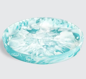 Bol en bois et résine moderne, design marbré turquoise, fait main, hydroformé, écologique, origine Inde, artisanat Tayyab, pour servir la soupe - Product Image 1