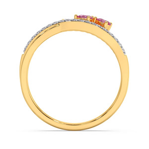 แหวนเพชรลายดอกไม้ประดับหินสีชมพู - Product Image 3