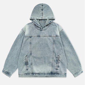 Hoodies en jean pour hommes, tendance 2026 - 100% coton, respirant, séchage rapide, design décontracté avec poches, haute qualité, service OEM en gros - Product Image 5