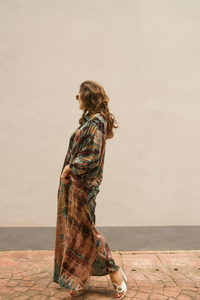 ชุดเดรสคาฟทันผู้หญิงสไตล์โบฮีเมียน ลายมัดย้อม แขนทรงปีกค้างคาว ทรงหลวม ใส่คลุมชายหาด ชุดเดรสยาวทรงหลวมสำหรับใส่เที่ยวพักผ่อนฤดูร้อน - Product Image 4