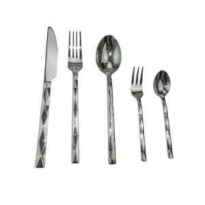 Ensemble de couverts de luxe en acier inoxydable doré avec manche noir – Cuillère, fourchette, couteau – Vaisselle moderne pour table à manger et cuisine - Product Image 2