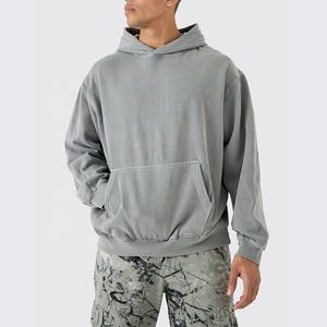 Sweat à capuche d'hiver unisexe vintage à la mode pull-over personnalisé de couleur unie imprimé 100% coton biologique polaire - Product Image 4