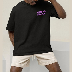 <b>Mens</b> Oversized <b>Black</b> Cotton T <b>Shirt</b> <b>Short</b> <b>Sleeve</b> O Neck Time Is Money Print Casual Jersey Tee Breathable Loose Fit Street Style - Product Image 4