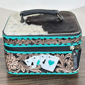 Boîte à bijoux en cuir de vachette de style occidental, fabriquée à la main, élégante, grande capacité, boîte de rangement de voyage pour femmes - Product Image 4