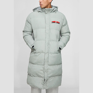 Veste matelassée longue à capuche pour homme, coupe-vent, épaisse, zippée, personnalisable avec logo, vêtement d'extérieur décontracté - Product Image 1
