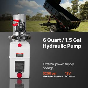 Centralina Idraulica da 6 Quarti a Doppio Effetto per Rimorchio Ribaltabile con Pressione Massima di Scarico di 3200 PSI, Portata di 0,91 GPM, 12V DC - Product Image 2