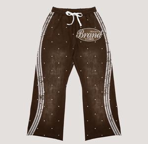High Quality Winter Adult Tracksuits <b>Men</b> and Women 2 Piece 100% Cotton Streetwear Rhinestones Sun Faded Screen Print <b>Sweat</b> <b>Suit</b> - Product Image 2