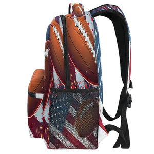 Sac à dos de football américain avec motif drapeau américain, en polyester résistant à l'eau, toutes saisons, style national, sac de jogging - Product Image 2