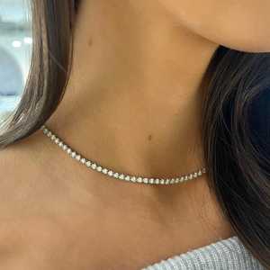 Collier et bracelet de tennis convertibles en diamant, 2 carats, moissanite CVD ronde personnalisée, bijoux de mariée élégants, classiques et luxueux en or 10k 14k - Product Image 2