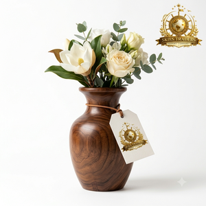 Jarrón de Madera de Nogal Hecho a Mano de Lujo, Florero Artificial para Rosas, Centro de Mesa, Venta al por Mayor, Etiqueta con Logotipo de Marca Personalizada - Product Image 5