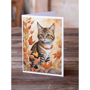 Owyhee Whimsical A7 Tamaño 5x7 Tarjetas de notas en blanco Hojas de otoño y diseño de gato Bob Paquete de 8 con sobres para saludos - Product Image 2