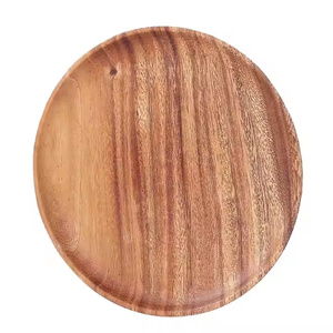 Plato de madera de forma simple y redonda, elegante, de diseño, hecho a mano, para bodas, para la mesa, muy vendido, al por mayor. - Product Image 2