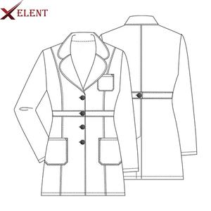 Blouse de laboratoire médical blanc et bleu, anti-poussière, pour médicaments, résistant à l'acide, 100% coton - Product Image 3